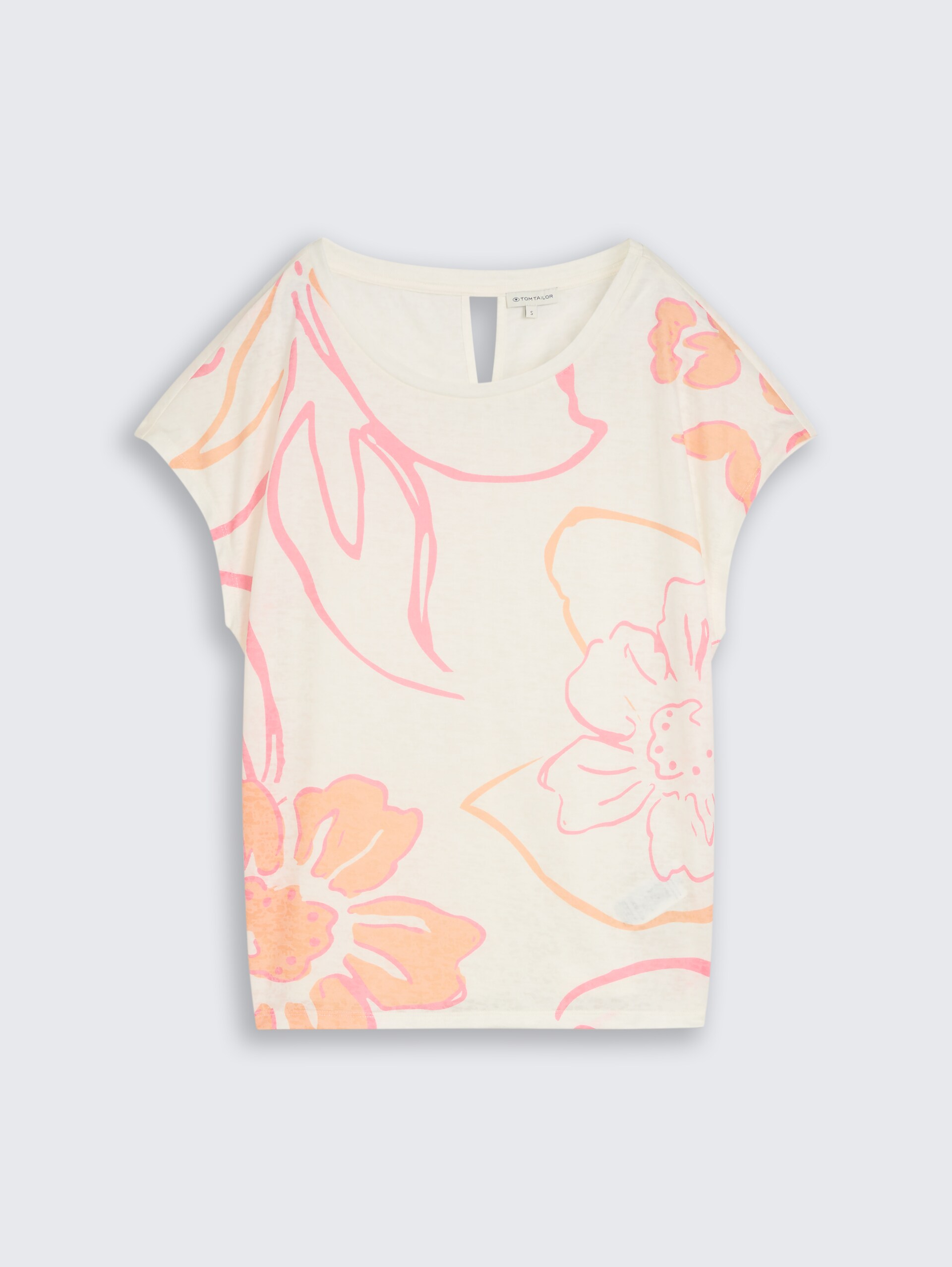 T-Shirt mit Blumenmuster - Whisper White - Vorder-Produkt-Ansicht
