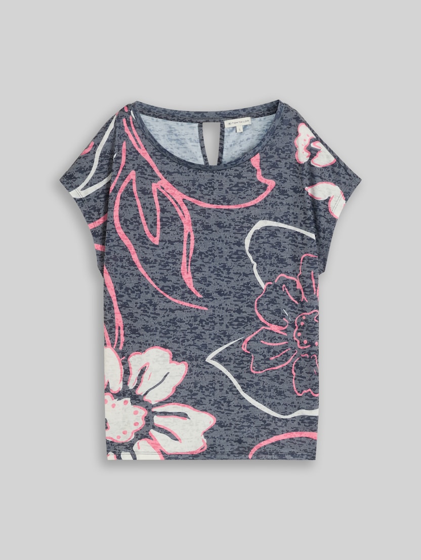 Floral print T-shirt by Women, sky captain blue
