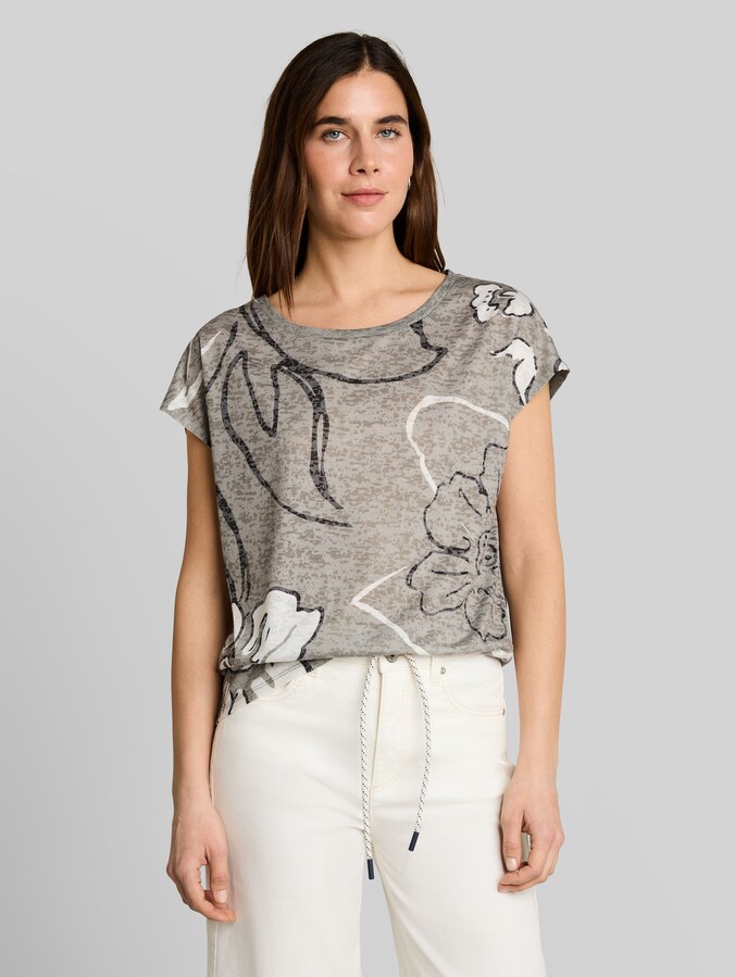 T-shirt à imprimé floral par Women, Silver Olive