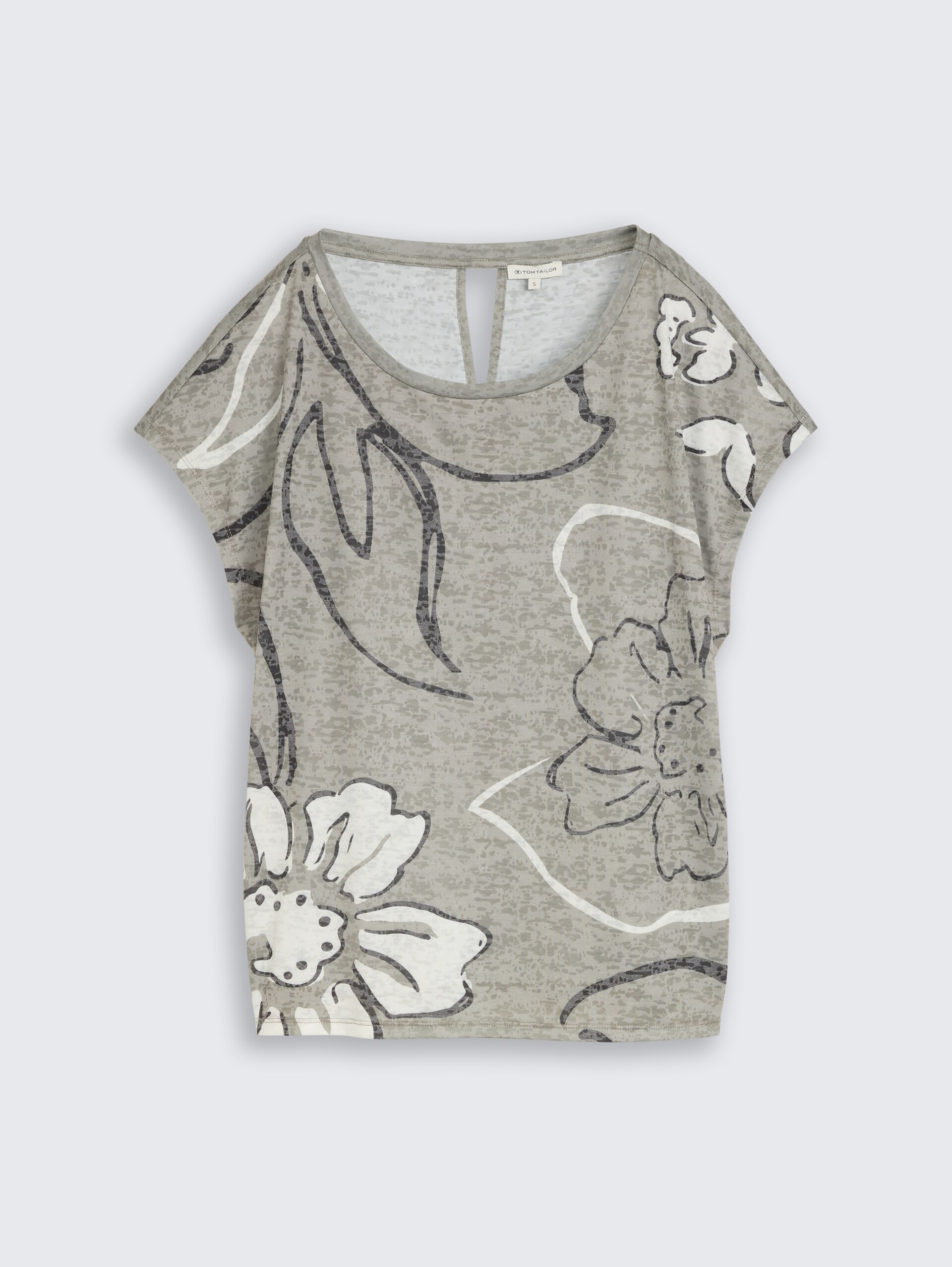 T-Shirt mit Blumenmuster - Silver Olive - Vorder-Produkt-Ansicht