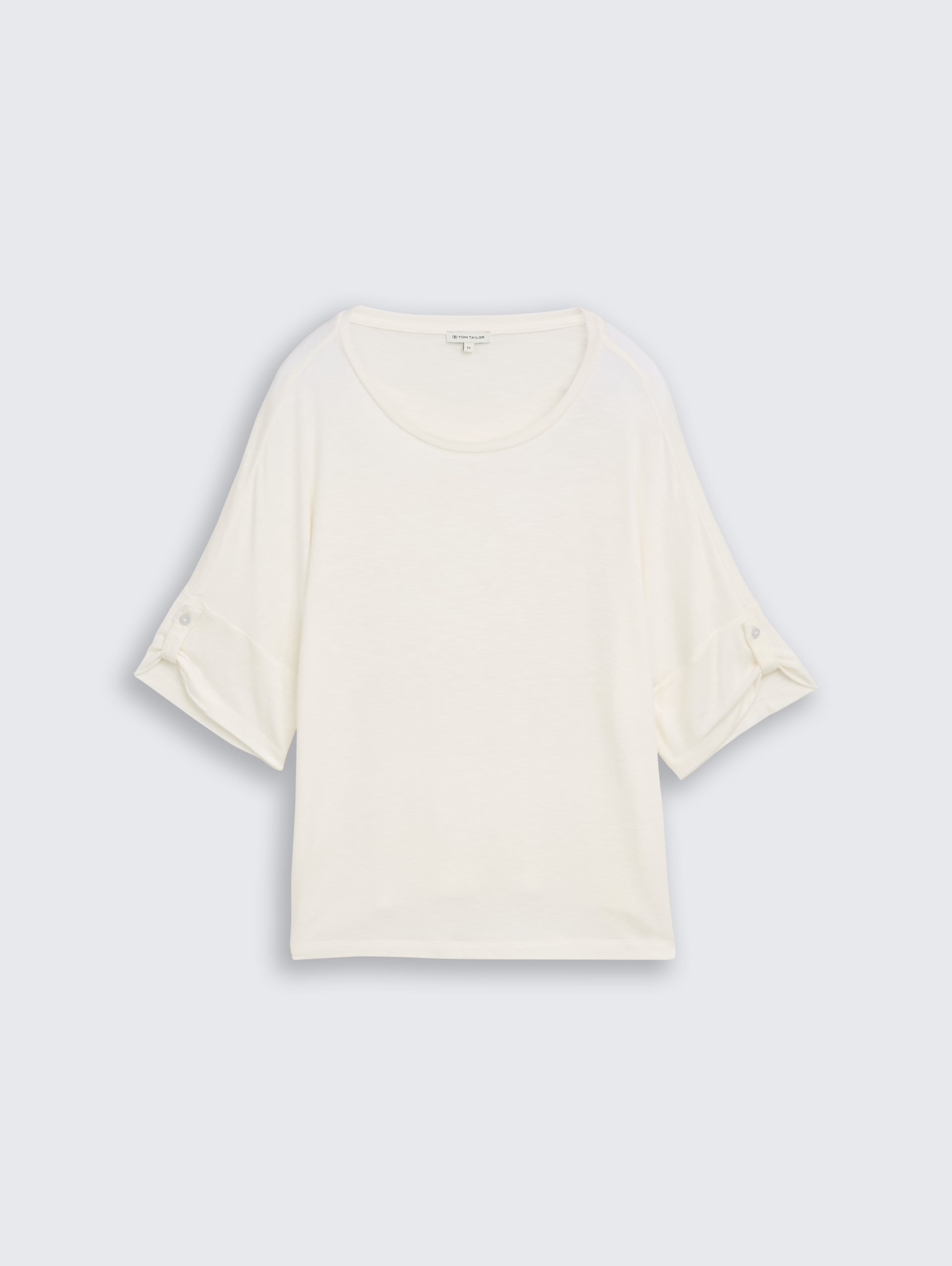 T-shirt met omgeslagen mouwen - Whisper White - Product vooraanzicht