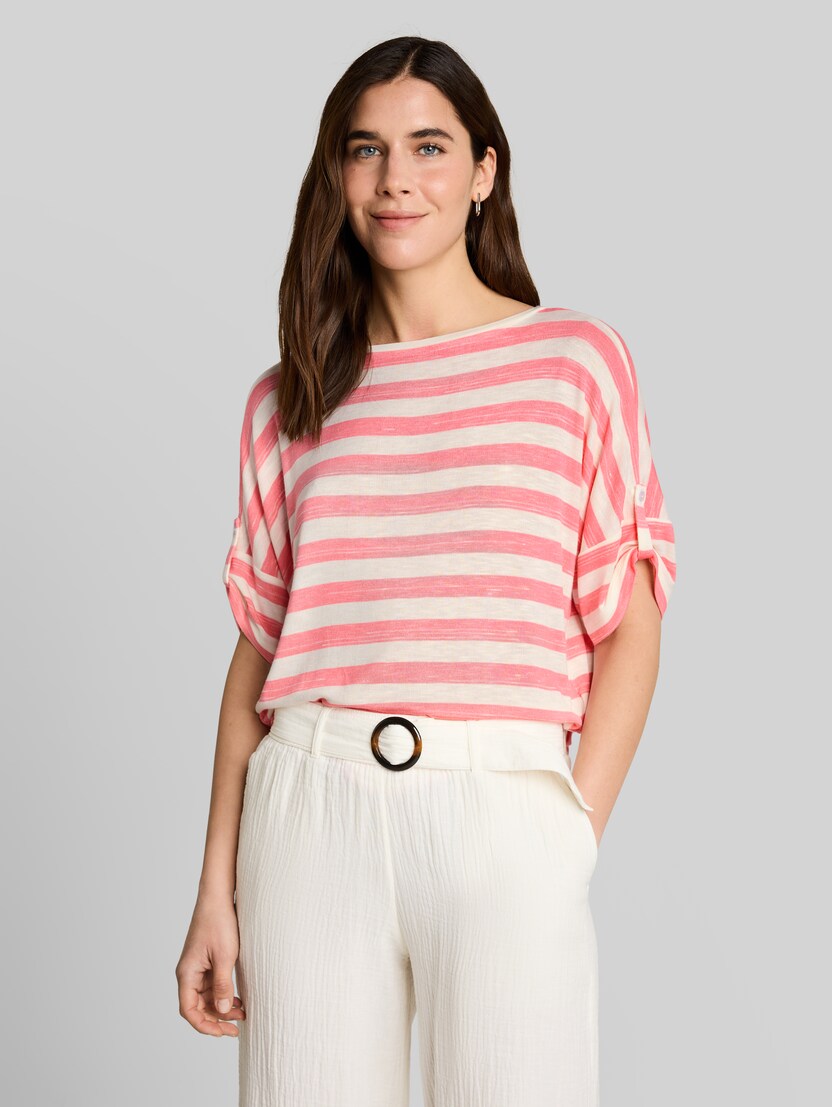 T-Shirt mit Turn-Up-Funktion von Women, pink white stripe