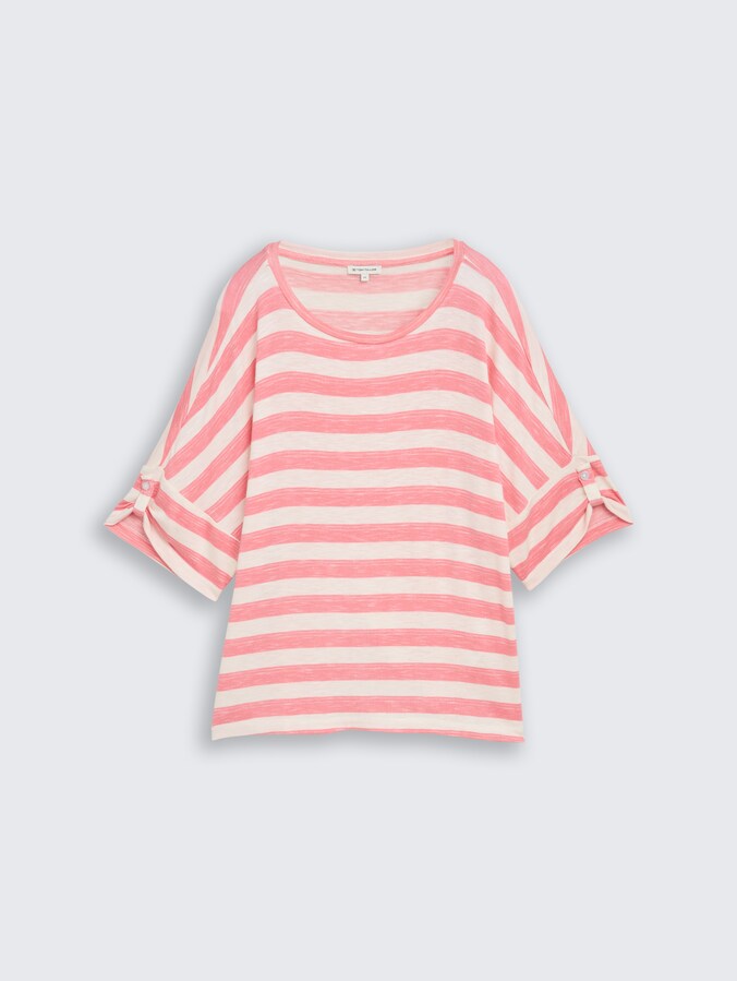 T-Shirt mit Turn-Up-Funktion von Women, pink white stripe