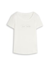 Nicht ausgewählt, T-Shirt mit Glitzer-Logo von Tom Tailor, weiß