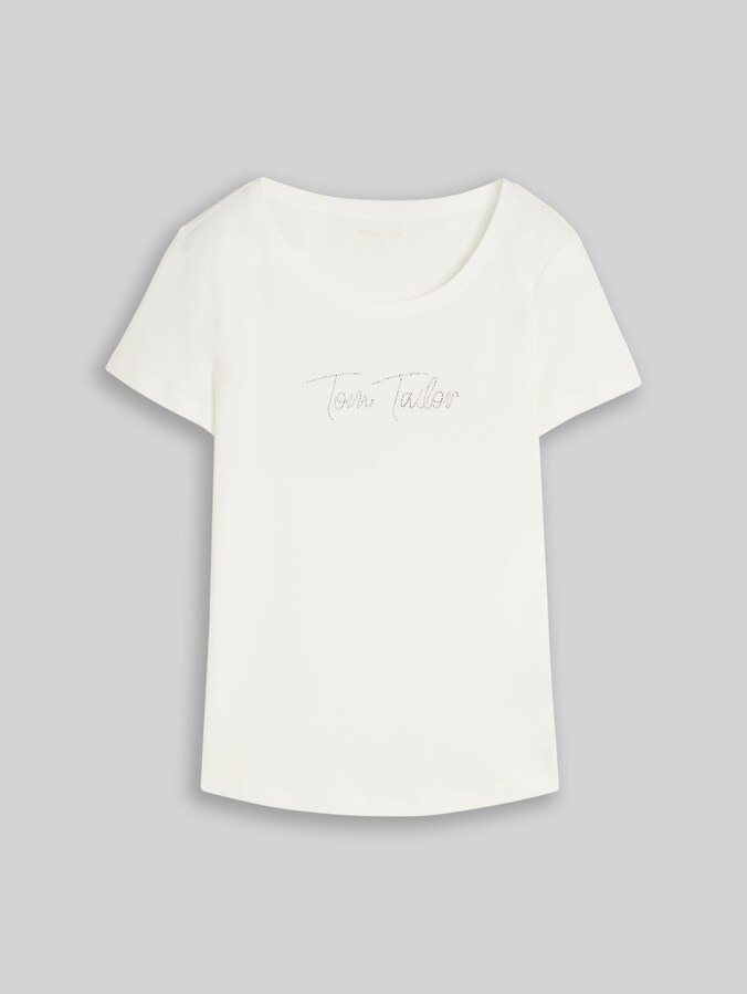 T-Shirt mit Glitzer-Logo von Women, Whisper White