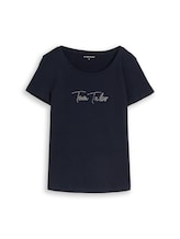 Nicht ausgewählt, T-Shirt mit Glitzer-Logo von Tom Tailor, blau