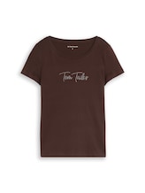 Nicht ausgewählt, T-Shirt mit Glitzer-Logo von Tom Tailor, braun