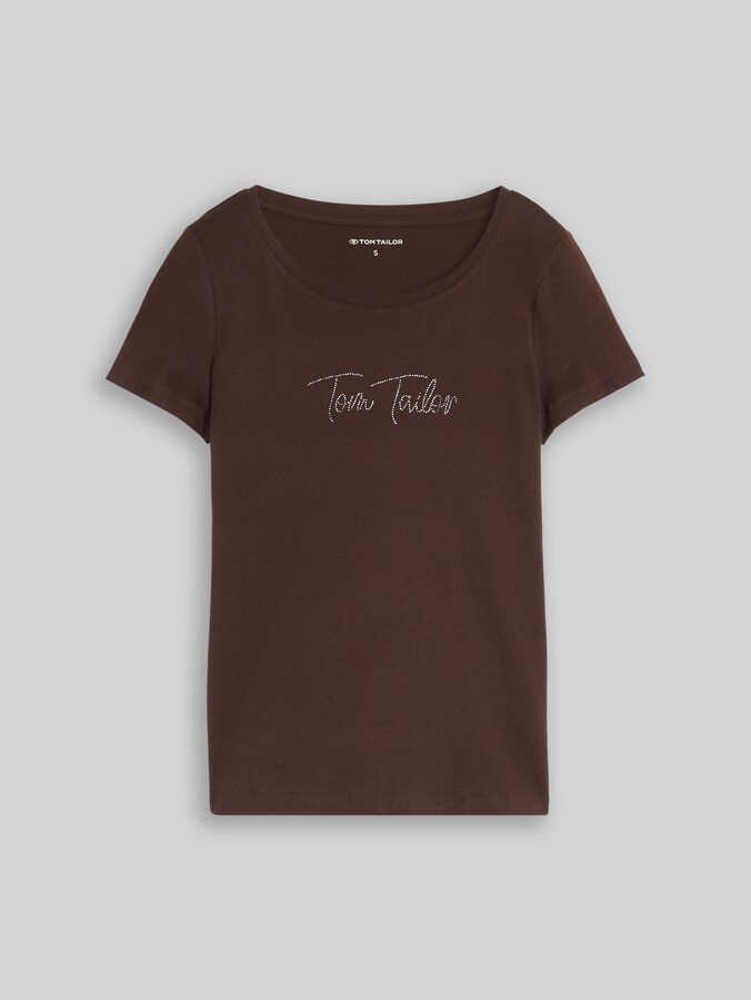 T-shirt with glitter logo by Women, java dark brown