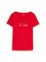 Nicht ausgewählt, T-Shirt mit Glitzer-Logo von Tom Tailor, rot