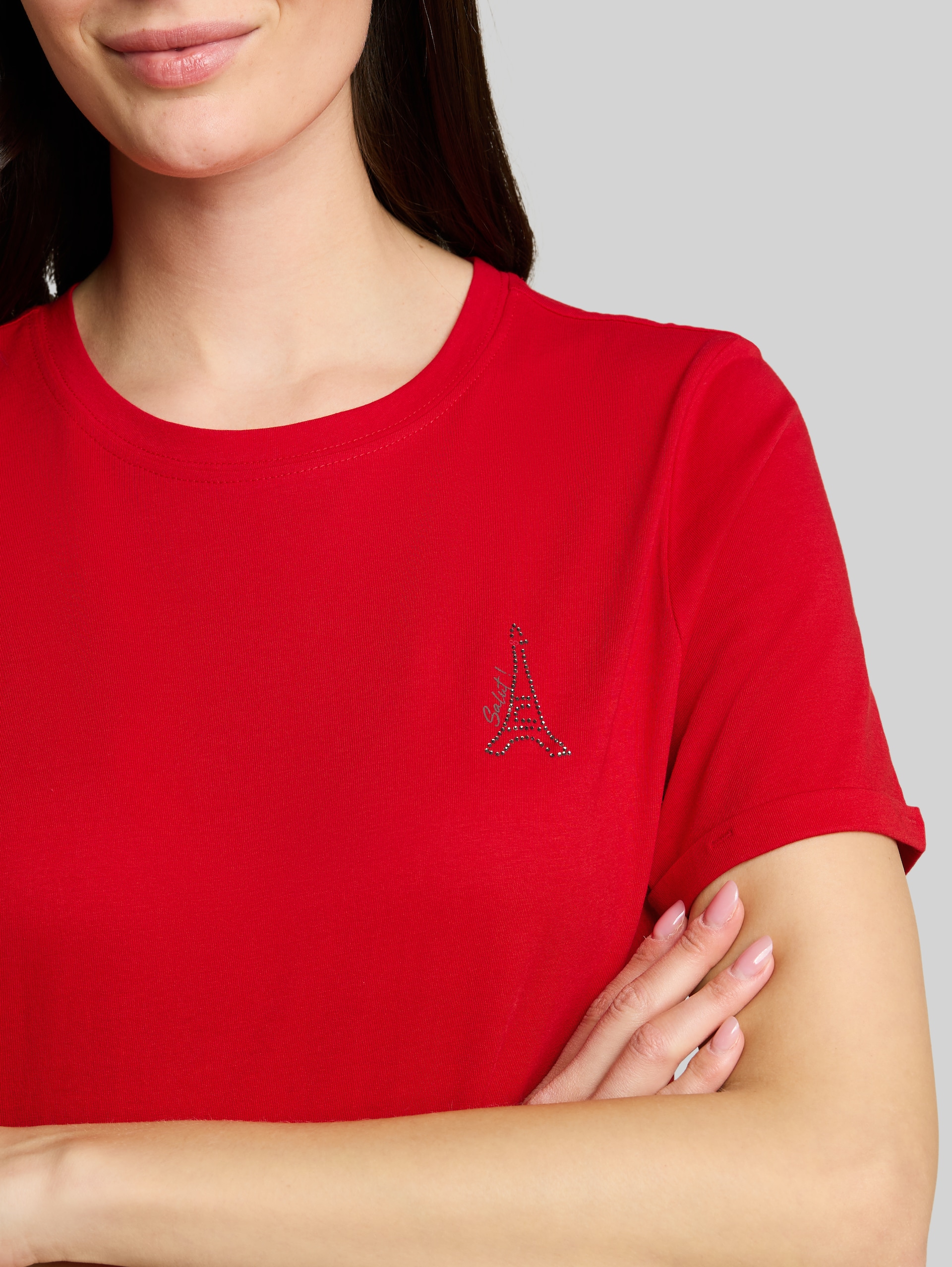 T-Shirt mit Print - soft scarlet red - Detail-Model-Ansicht