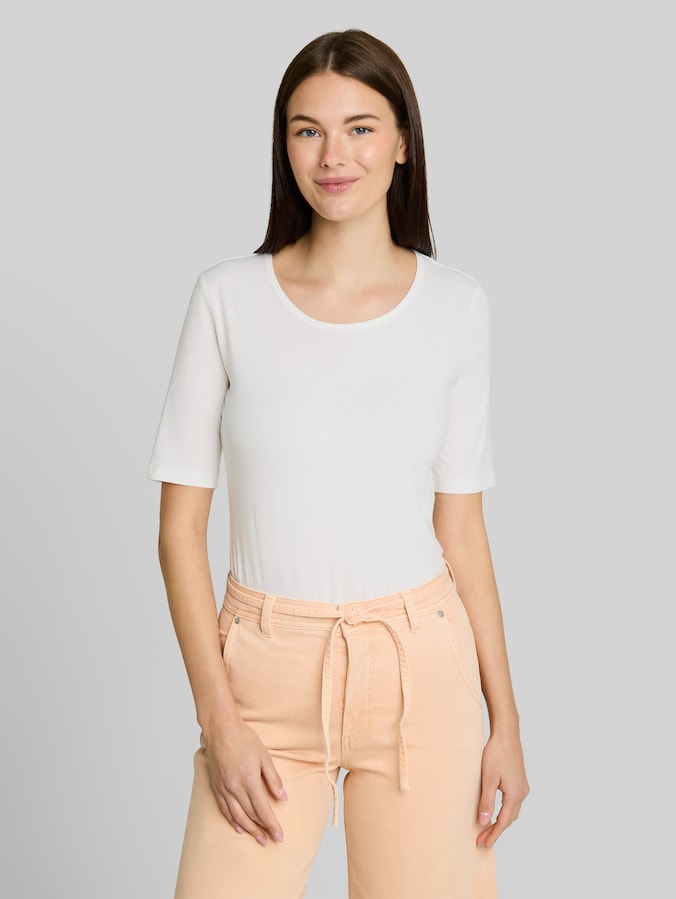 Basic T-Shirt mit Rundhalsausschnitt von Women, Whisper White