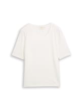 Nicht ausgewählt, Basic T-Shirt mit Rundhalsausschnitt von Tom Tailor, weiß