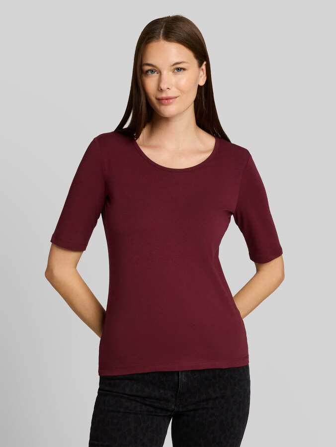 Basic T-Shirt mit Rundhalsausschnitt von Women, Preppy Plum