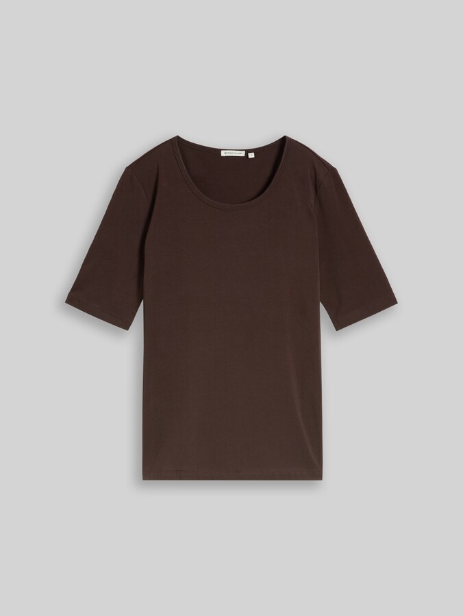 Basic T-Shirt mit Rundhalsausschnitt von Women, java dark brown