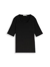 Nicht ausgewählt, Basic T-Shirt mit Rundhalsausschnitt von Tom Tailor, schwarz