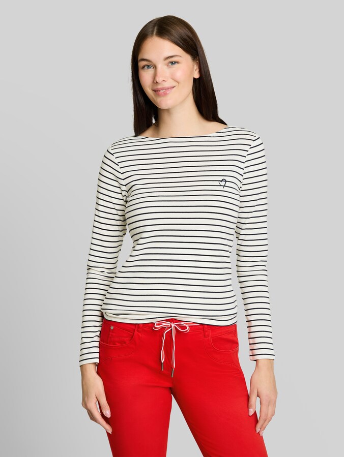 T-shirt met lange mouwen en streepmotief door Women, navy offwhite stripe