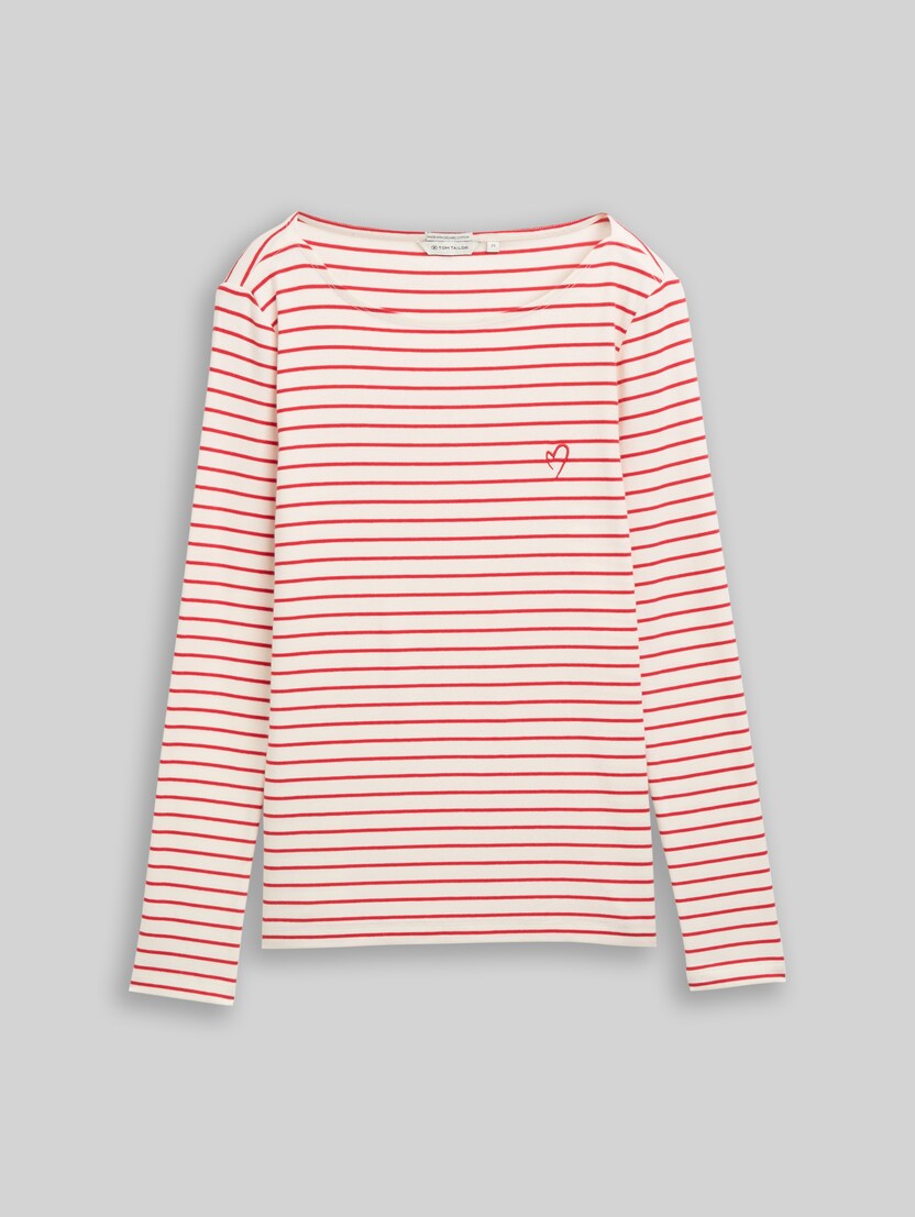 Long-sleeved top with a striped pattern by Women, red offwhite stripe