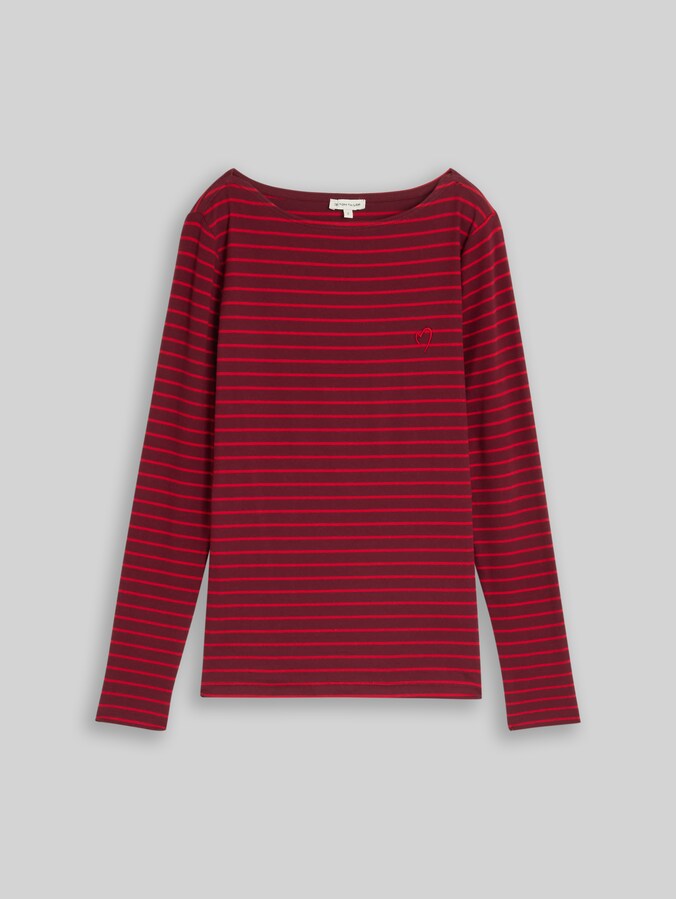 Shirt met lange mouwen en streepjesmotief door Women, preppy plum red stripe