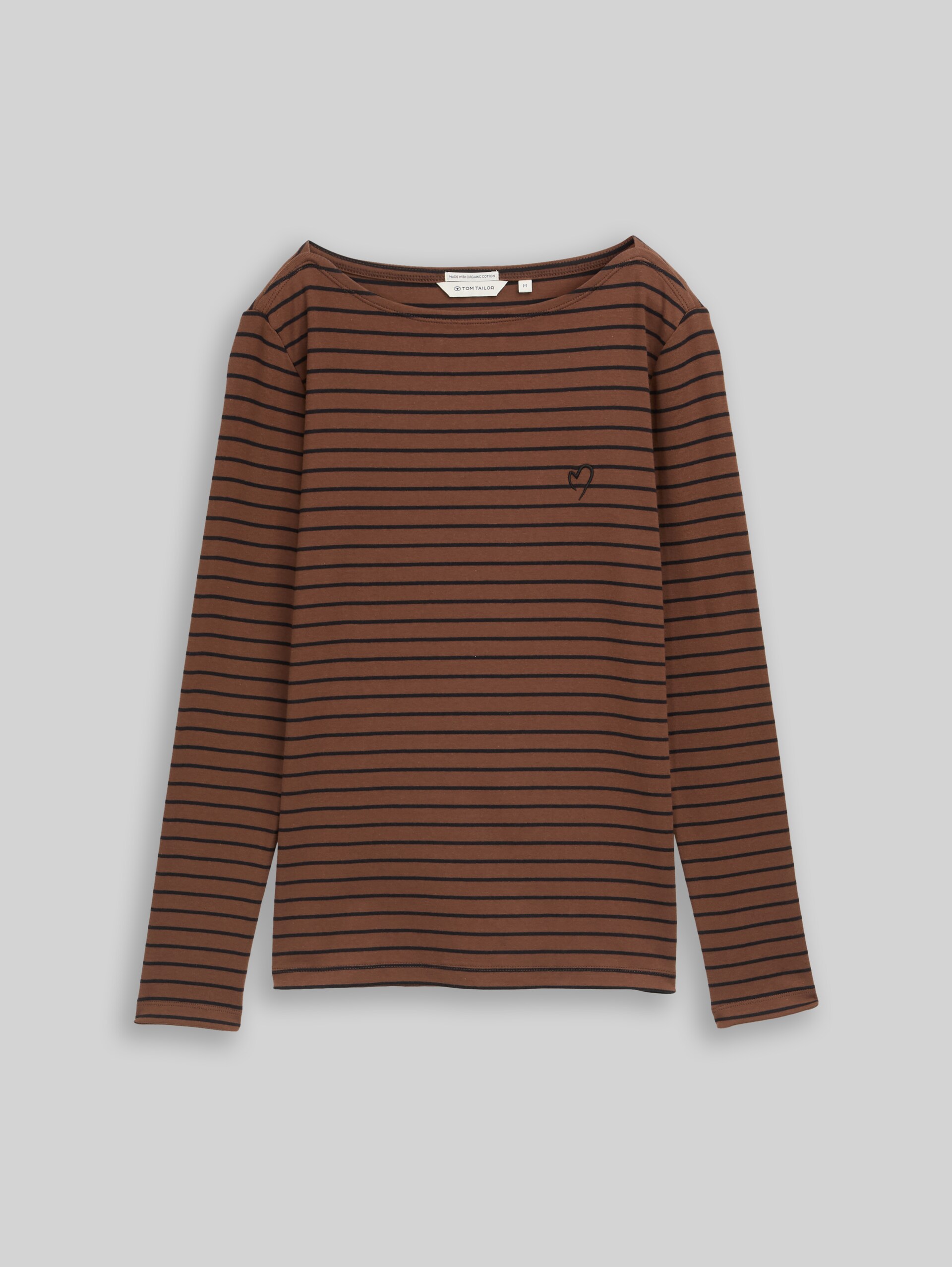 Langarmshirt mit Streifenmuster - camel black irregular stripe - Vorder-Produkt-Ansicht