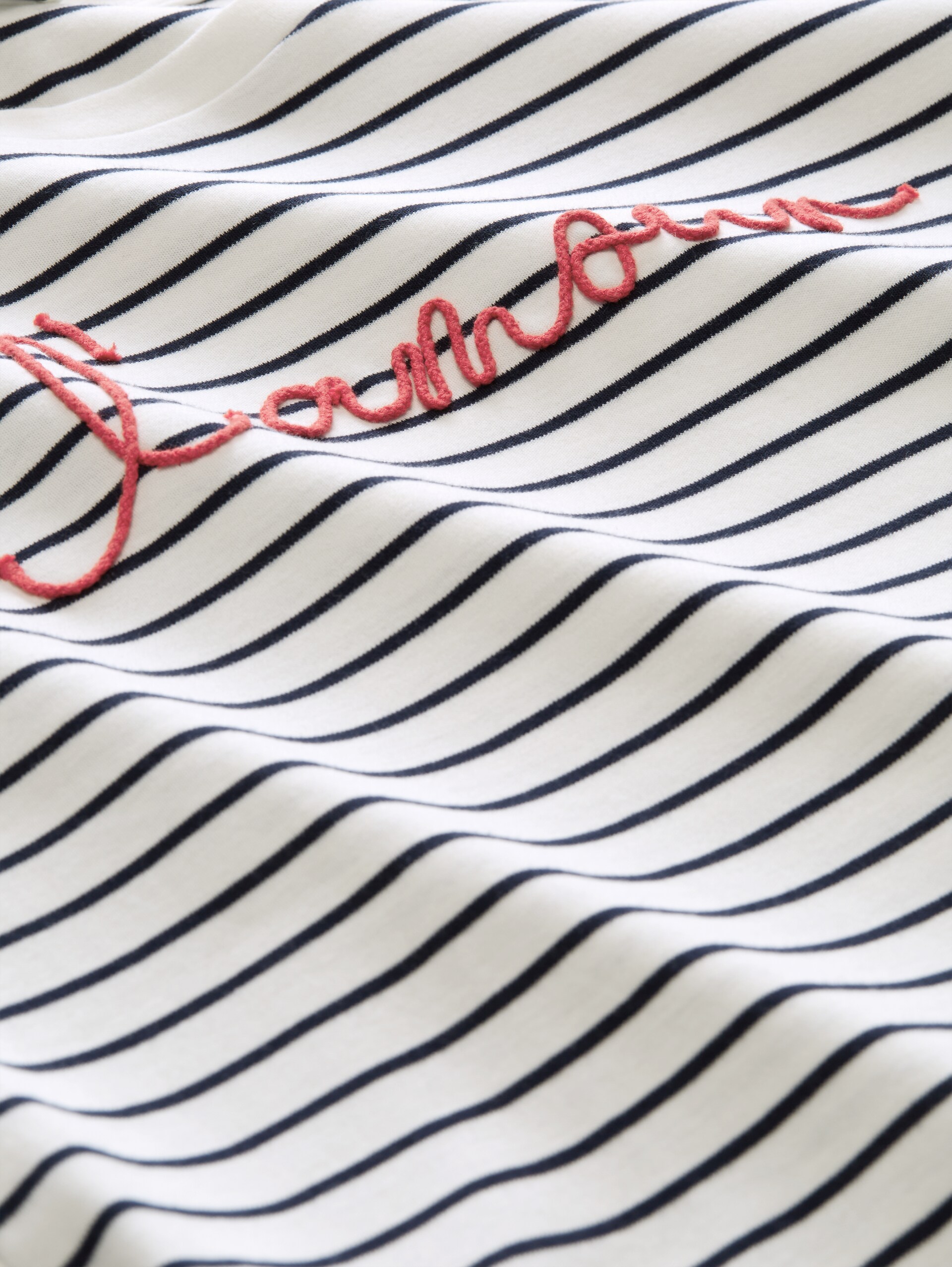 T-shirt met logo - navy offwhite stripe - Materiaalweergave