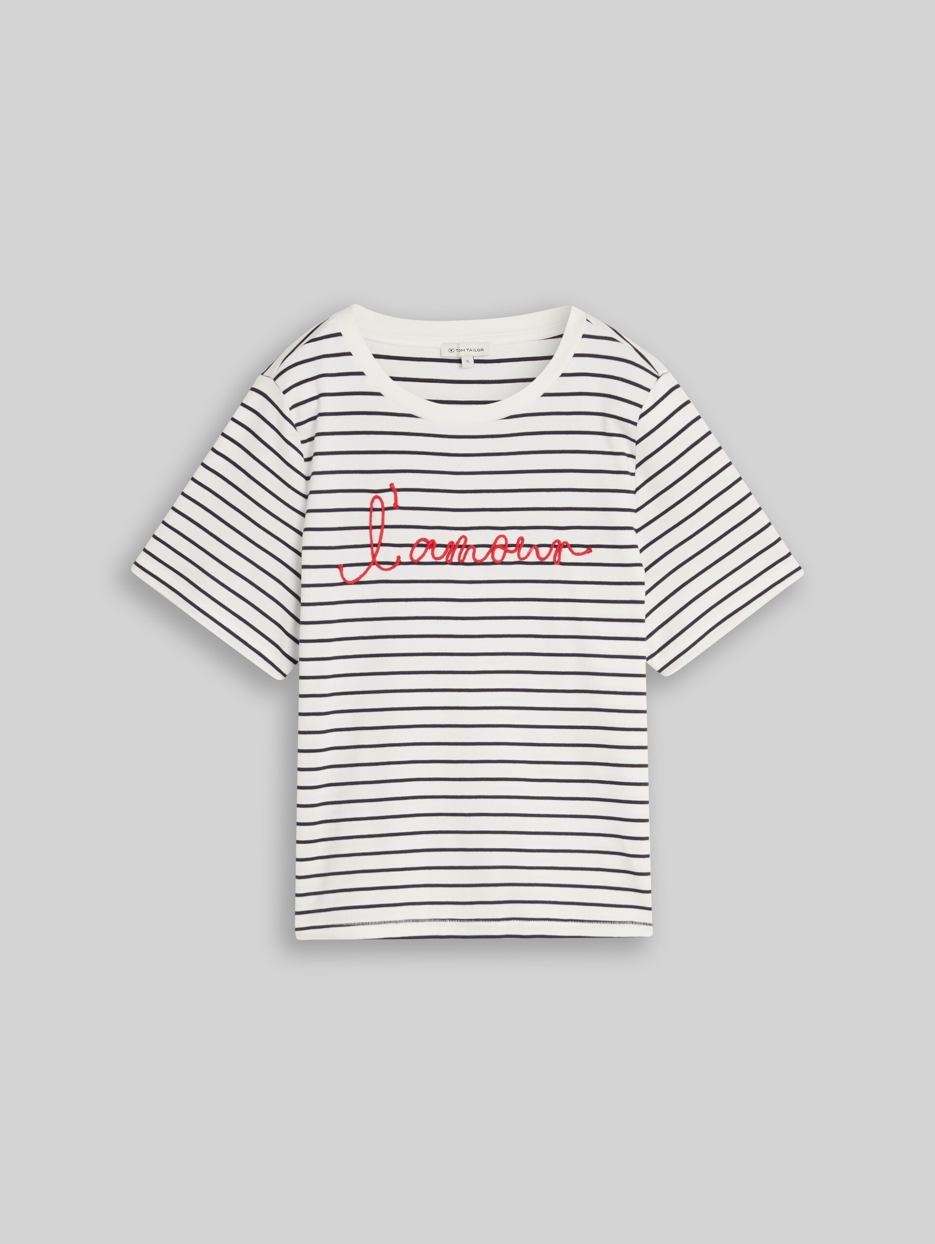 T-Shirt mit Schriftzug - navy offwhite stripe - Vorder-Produkt-Ansicht
