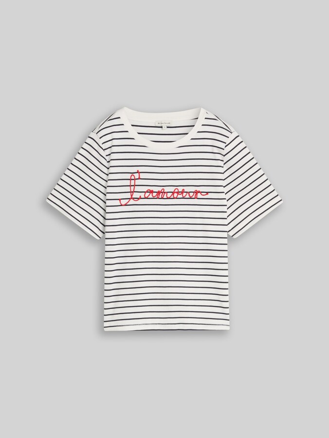 T-Shirt mit Schriftzug von Women, navy offwhite stripe