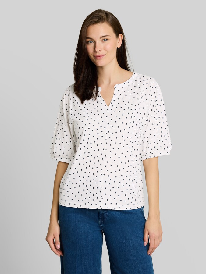 T-shirt met stippenpatroon door Women, white small dot design