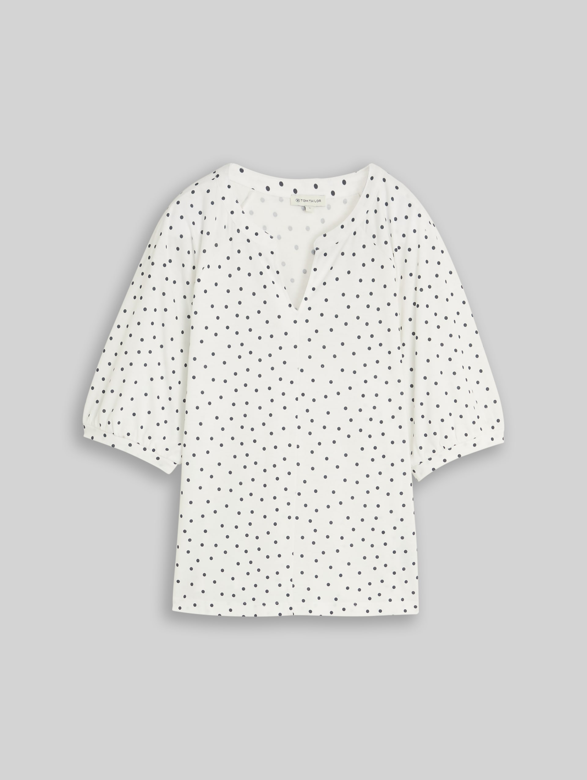 T-Shirt mit Punktemuster - white small dot design - Vorder-Produkt-Ansicht