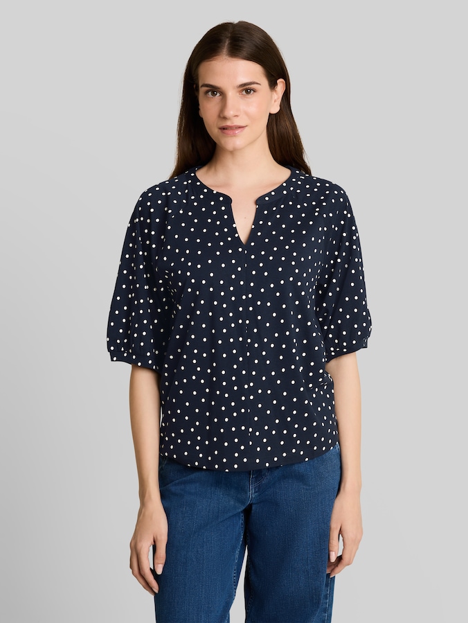 T-shirt met stippenpatroon door Women, navy white small dot design