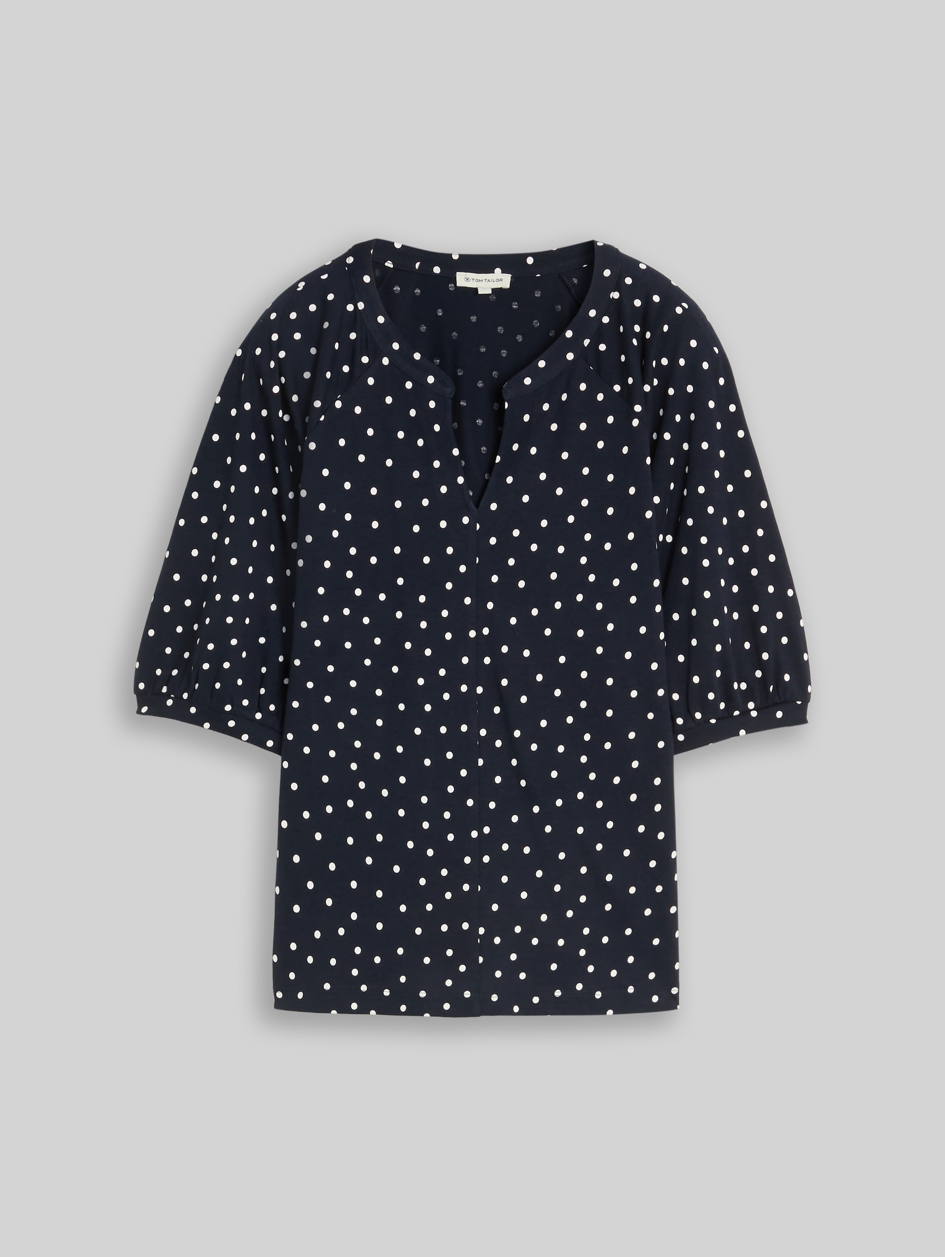 T-Shirt mit Punktemuster - navy white small dot design - Vorder-Produkt-Ansicht
