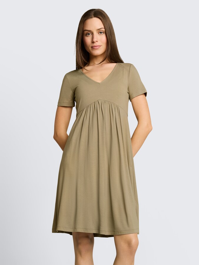 Jersey dress with V-neck by Women, Silver Olive