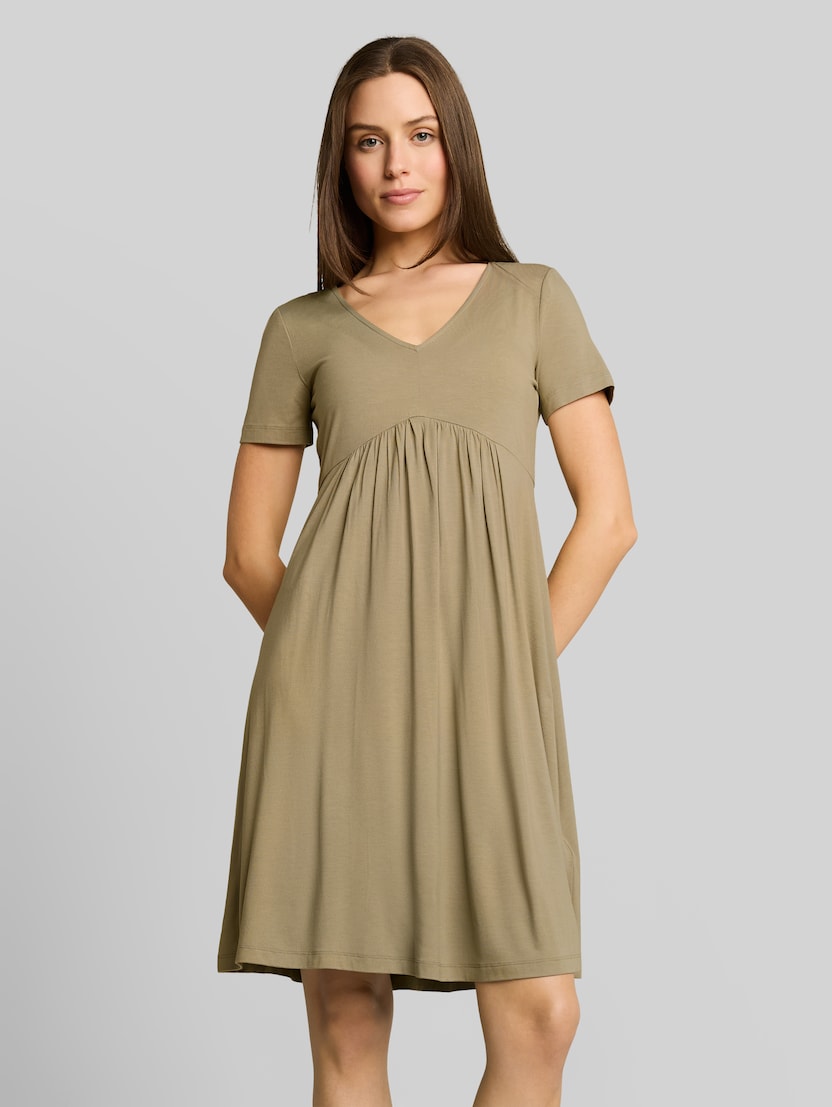 Jersey dress with V-neck by Women, Silver Olive
