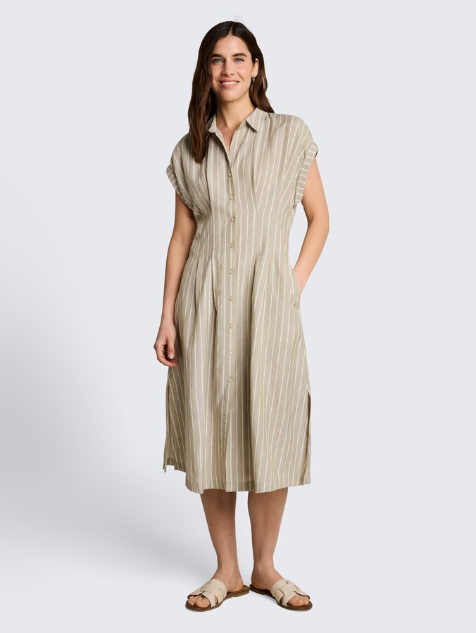Midi-jurk met streepmotief door Women, olive irregular stripe