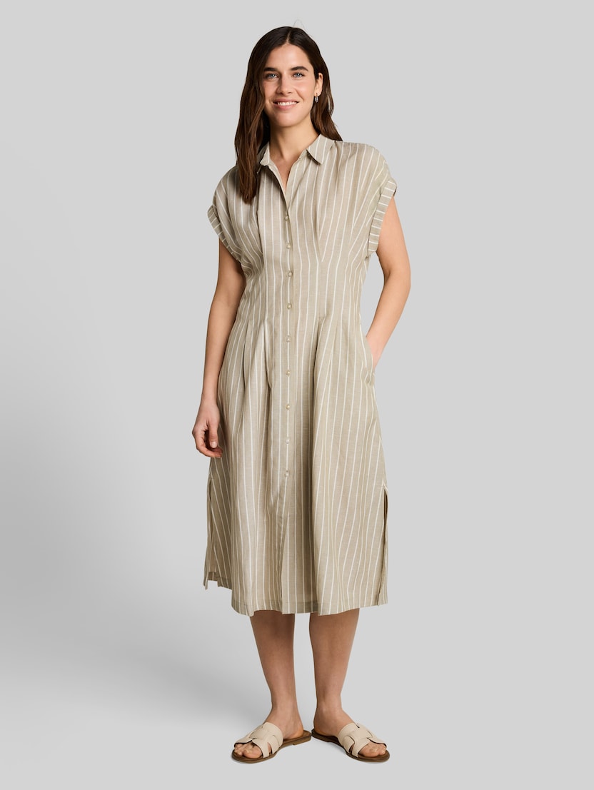Midi-Kleid mit Streifenmuster von Women, olive irregular stripe