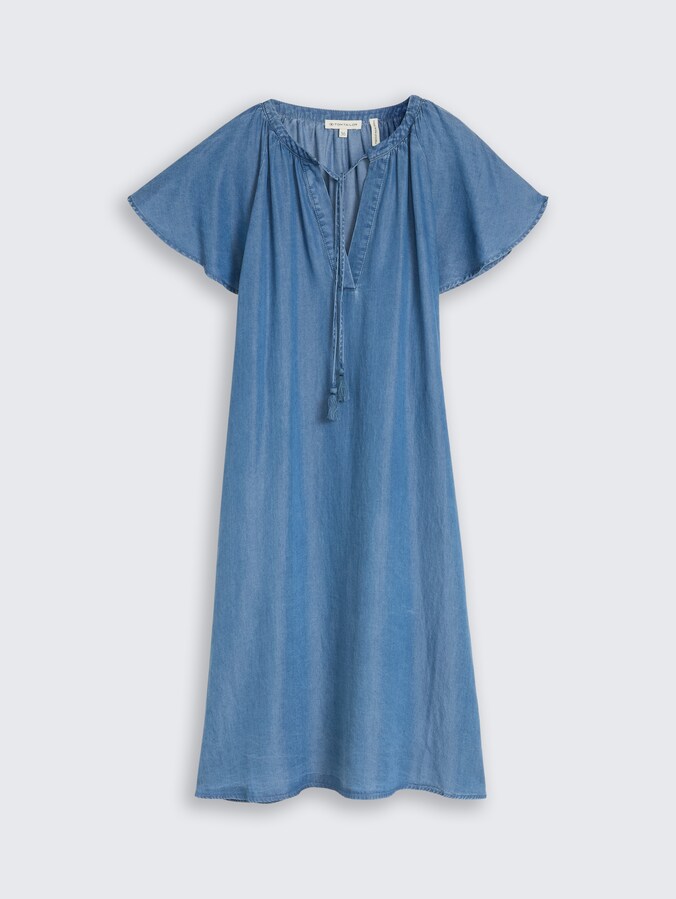 Loose Fit Kleid mit Quasten von Women, Clean Light Stone Blue Denim