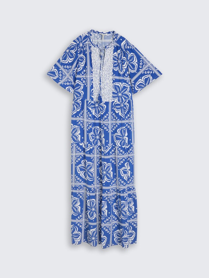 Loose Fit Maxi-Kleid mit Muster von Women, blue flower tile design