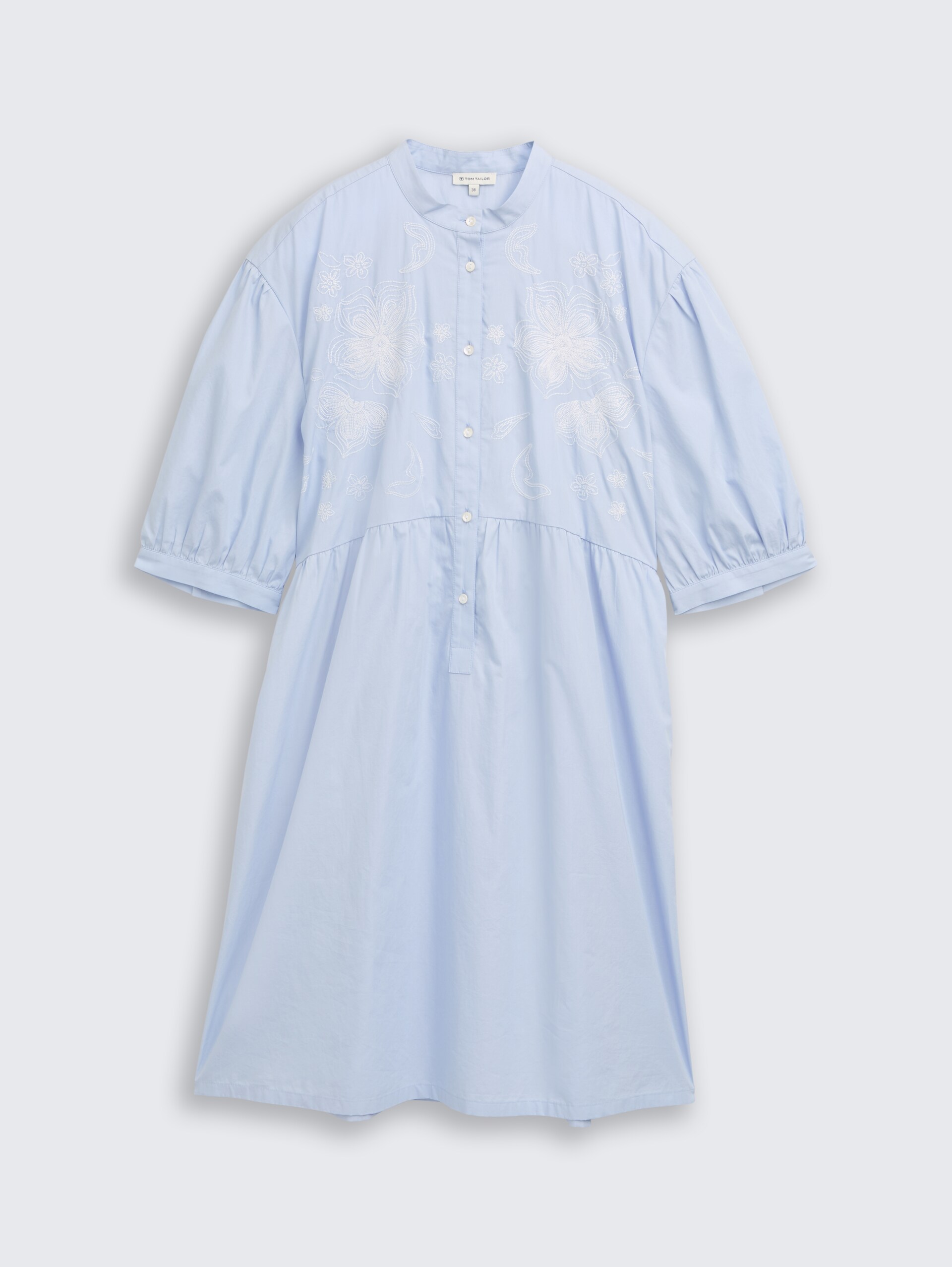 Losvallende jurk met bloemenborduursel - Kentucky Blue - Product vooraanzicht