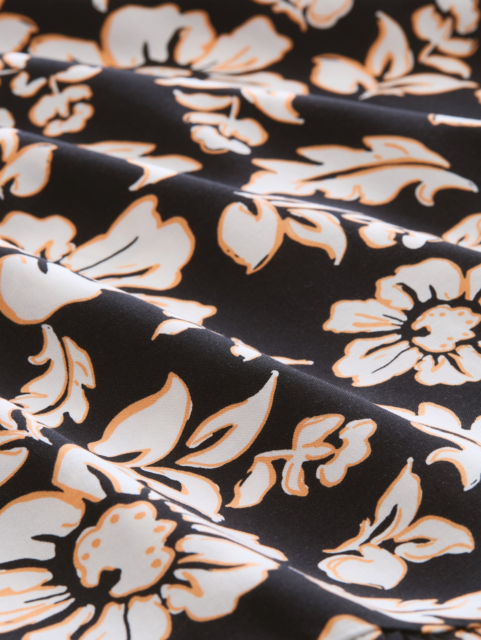 Maxijurk van viscose - black big flower design - Materiaalweergave