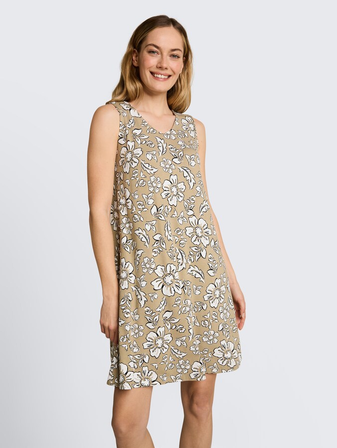 Jerseykleid mit Cut-Out-Detail von Women, olive big flower design