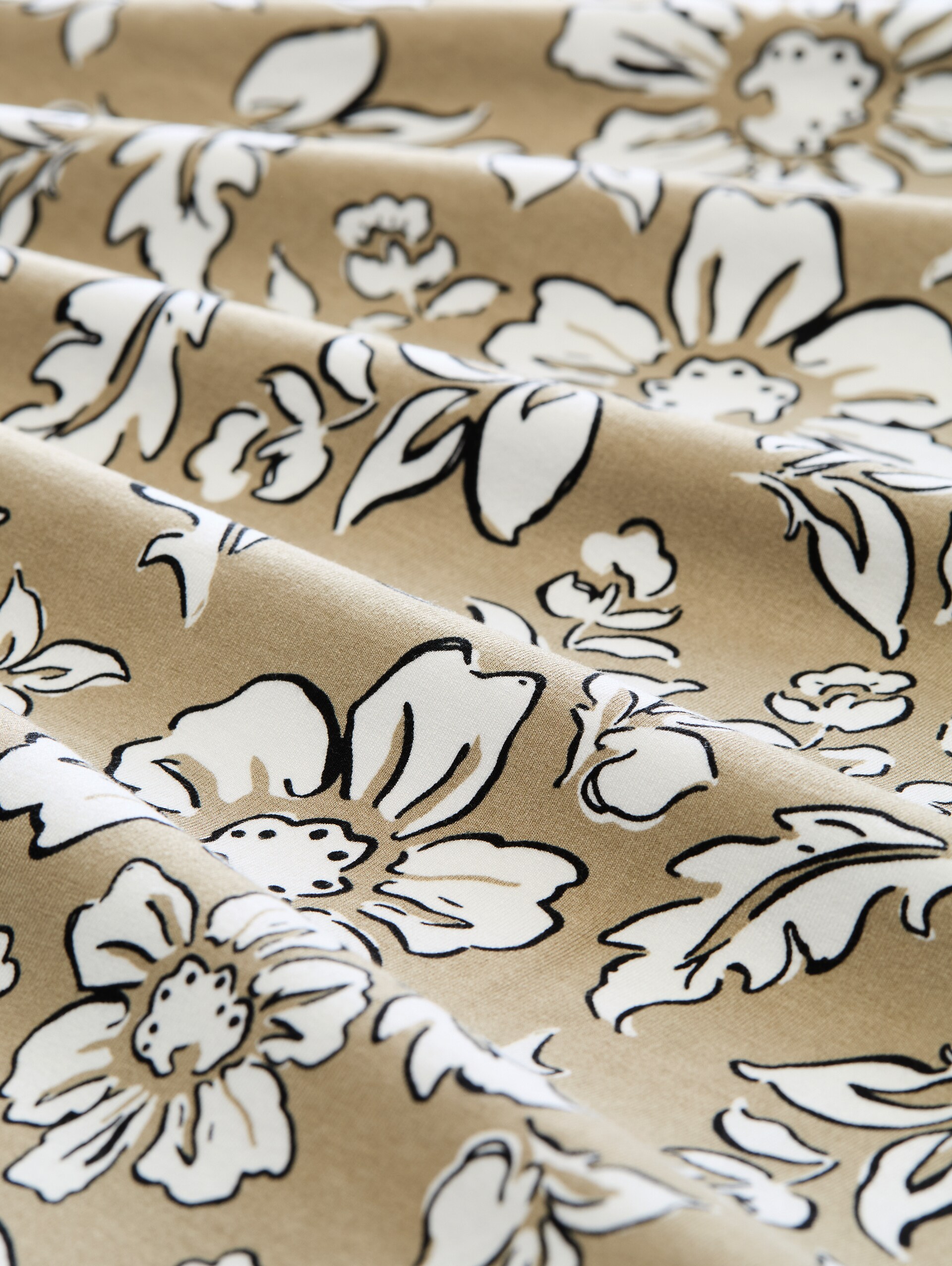 Jerseykleid mit Cut-Out-Detail - olive big flower design - Material-Ansicht