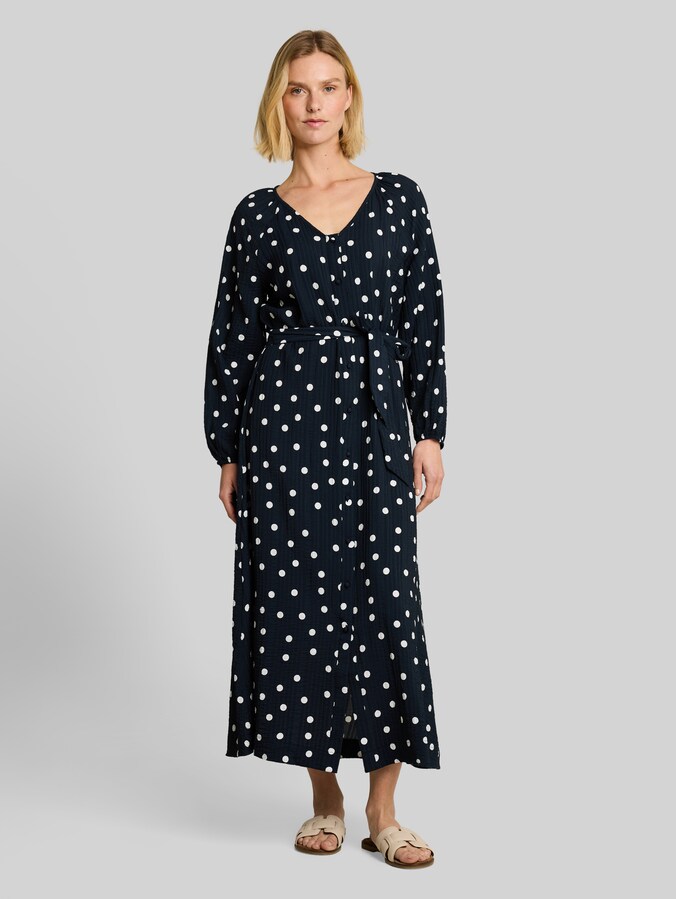 Robe longue à pois par Women, navy big dot design