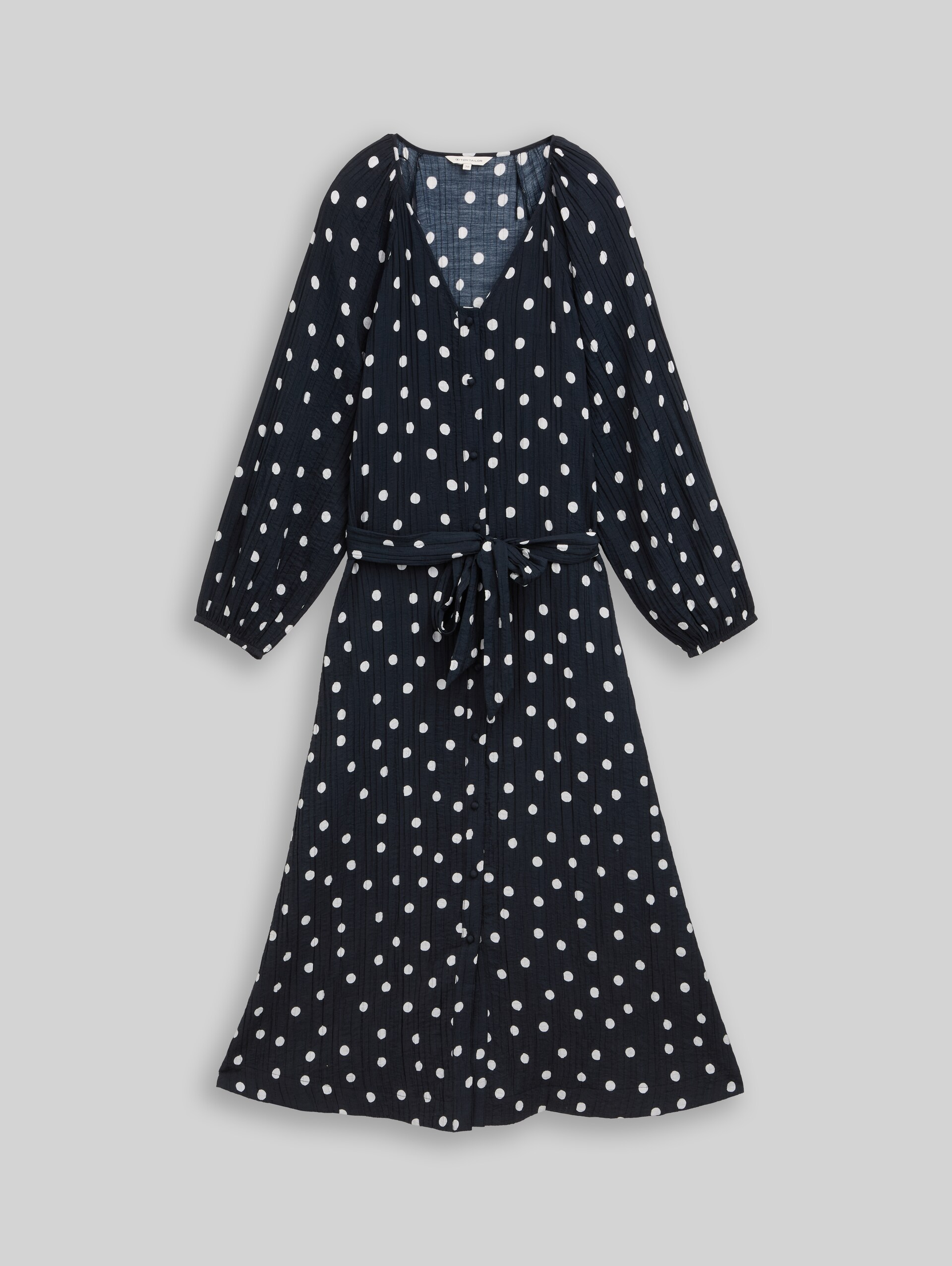 Maxi dress with polka dot pattern - navy big dot design - Front product view