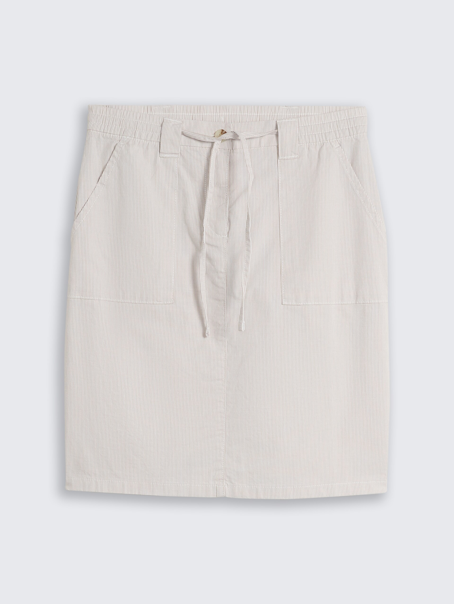 Chino-rok met trekkoord - delicate taupe grey stripe - Product vooraanzicht