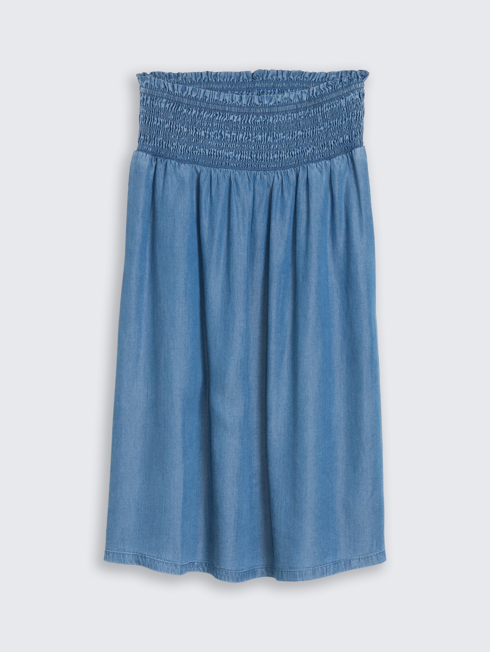 Jeansrock mit Eingriffstaschen - Clean Light Stone Blue Denim - Vorder-Produkt-Ansicht