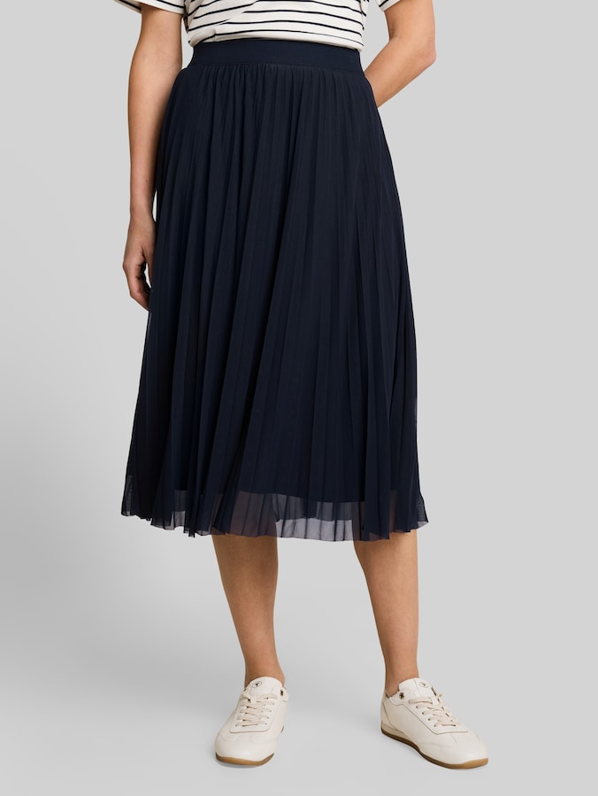 High Waist Plissee Midi-Rock von Women, sky captain blue