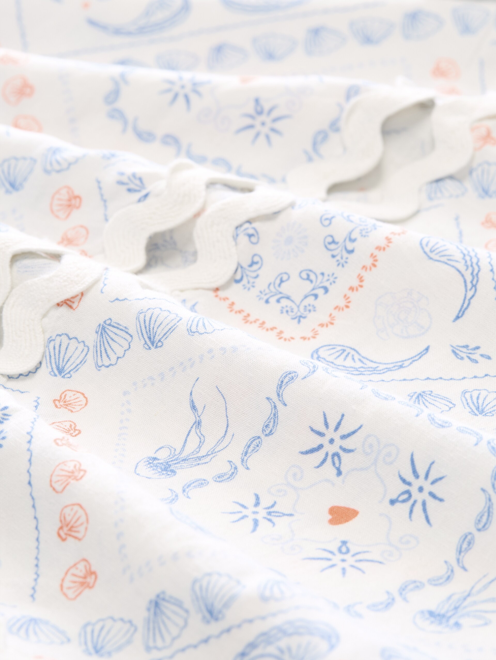 Boxy Fit Bluse mit Leinenanteil - white blue coral paisley print - Material-Ansicht