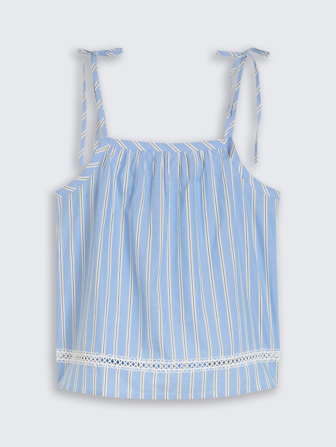 Blouse met streepmotief door Denim Female, blue white vertical stripe