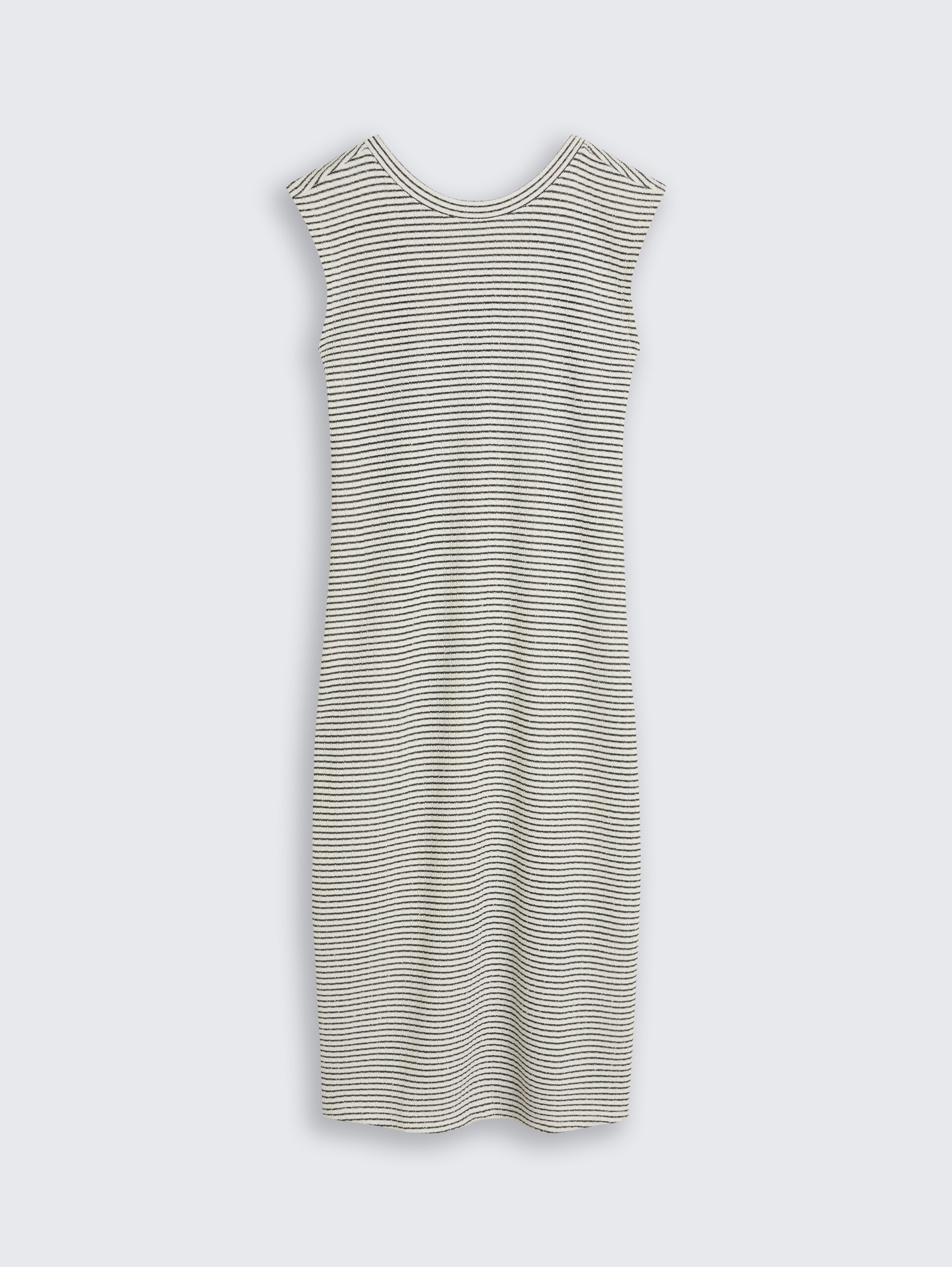 Getailleerde jacquard midi-jurk - white black knit stripe - Product vooraanzicht