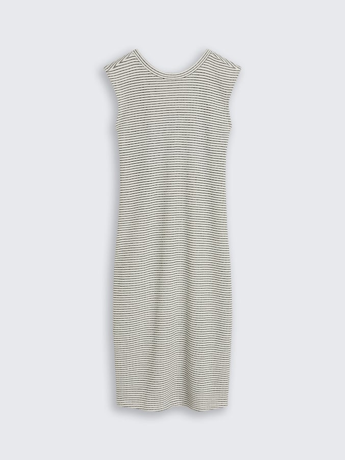 Fitted Jacquard Midi-Kleid von Denim Female, white black knit stripe