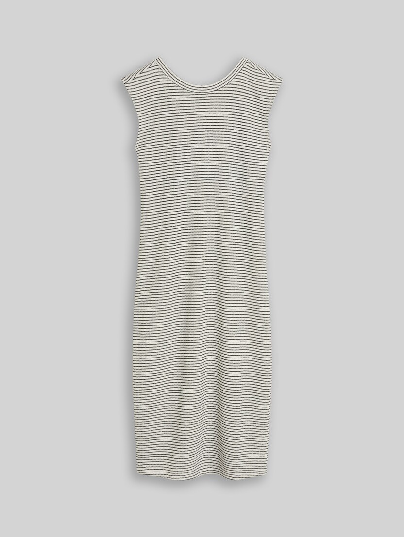 Fitted Jacquard Midi-Kleid von Denim Female, white black knit stripe